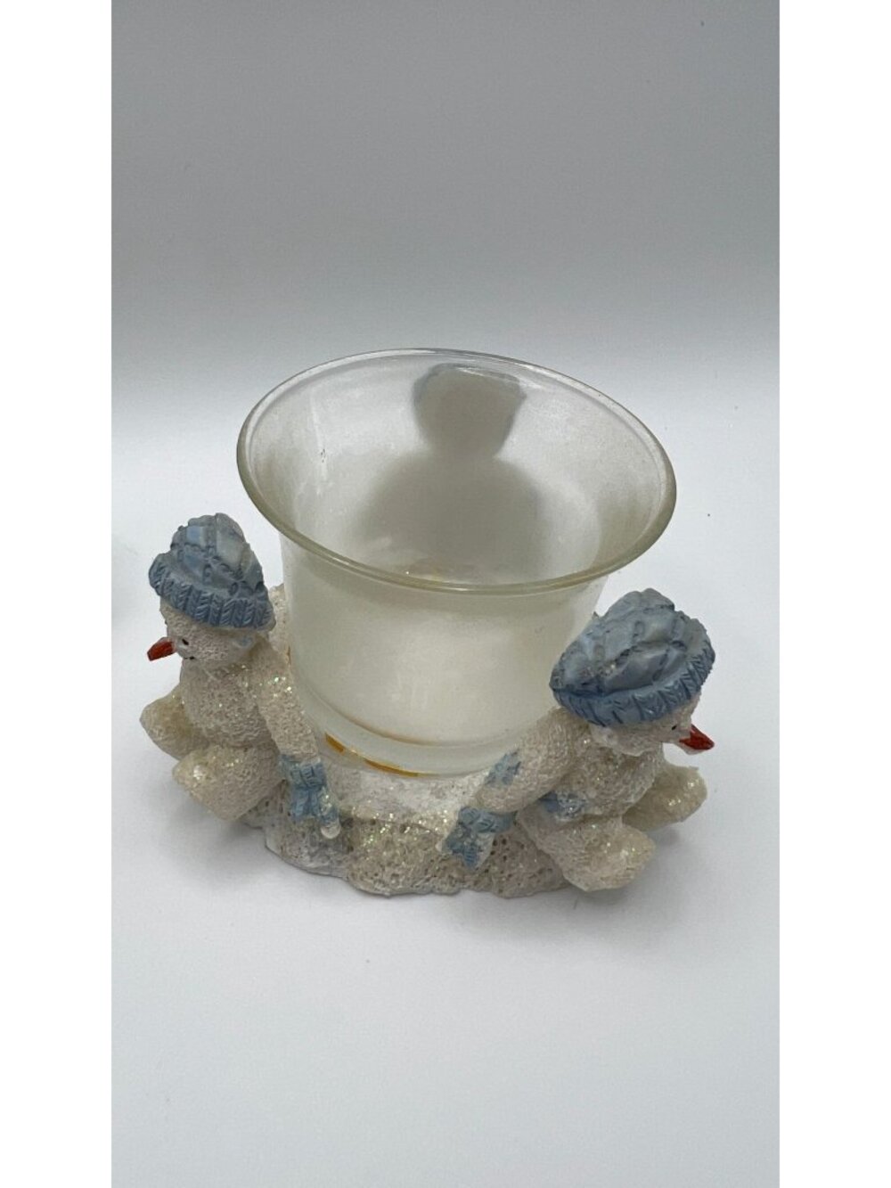 Snowman Votive Candle Holders Set Of 2 Holiday Winter Decor - Picture 4 of 5